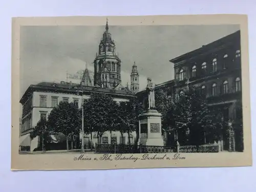 Alte AK Mainz Gutenberg Denkmal Dom [aT339]