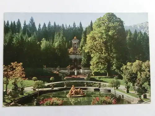 Alte AK Schloß Linderhof Terrasse mit Venustempel Königslinde [aH268]