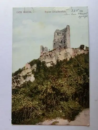 Alte AK Ruine Drachenfels um 1920 (beschädigt) [aH326]