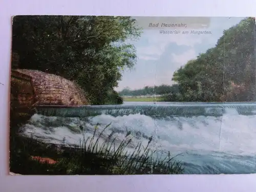 Alte AK Bad Neuenahr Wasserfall Kurgarten 1907 (m. Knickfalten) [aH331]