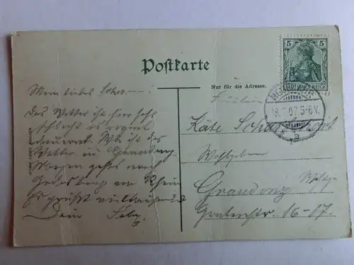 Alte AK Bad Neuenahr Wasserfall Kurgarten 1907 (m. Knickfalten) [aH331]