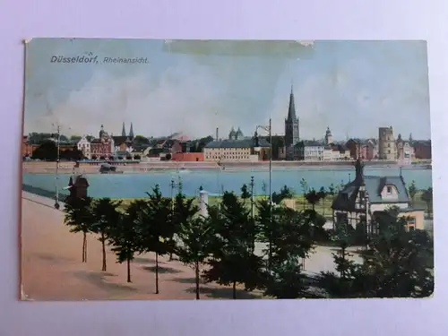 Alte AK Düsseldorf Rheinansicht 1908 (m. Klebespuren) [aH334]
