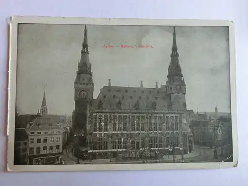 Alte AK Aachen Rathaus Vorderseite (ecke geknickt) [aH351]