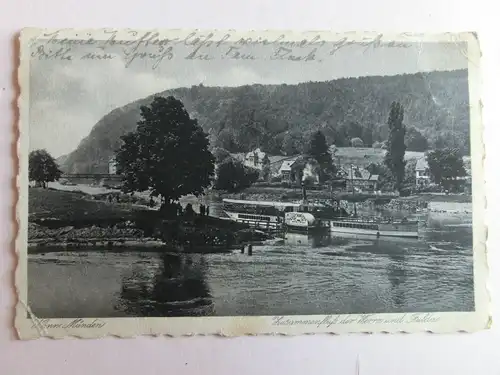 Alte AK Hann. Münden Zusammenfluss Werra Fulda 1923 [aH354]