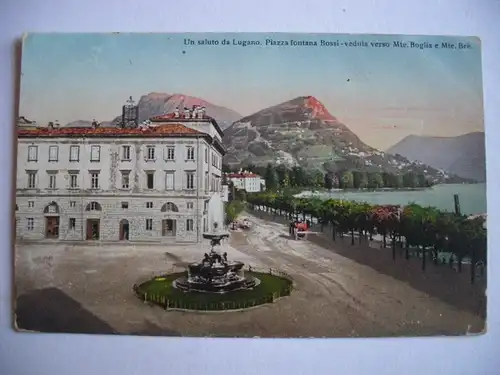 Alte AK Lugano Piazza fontana Bossi um 1920 [C360]