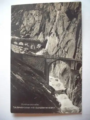 Alte AK Gotthardstraße Teufelsbrücke Schöllenenbahn um 1920 [C646]