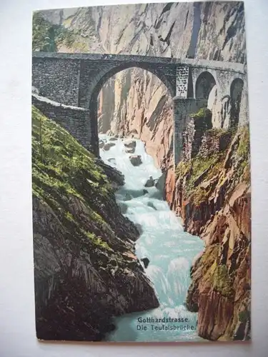 Alte AK Gotthardstraße Teufelsbrücke um 1920 [C647]