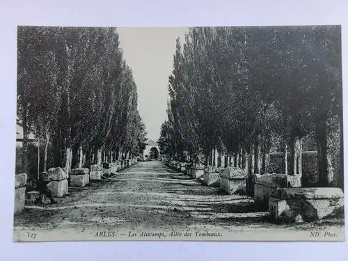 Alte AK Arles Les Aliscampe Allee de Tombeaux um 1920 [aT443]