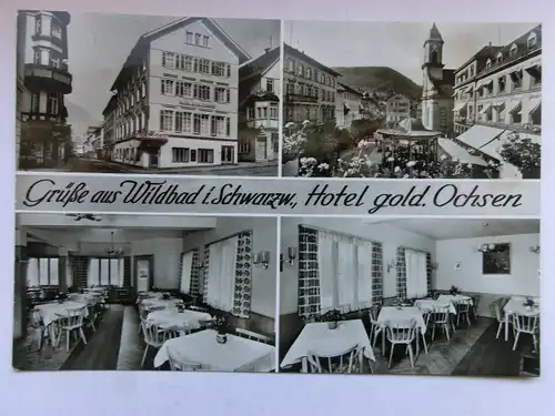 Alte AK Wildbad Schwarzwald Hotel Goldener Ochsen [aT460]