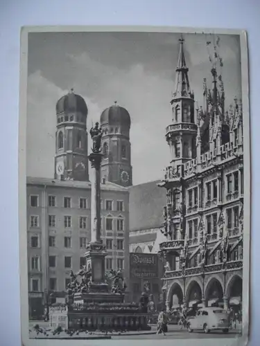 Alte AK München Rathaus Mariensäule Frauentürme [C110]