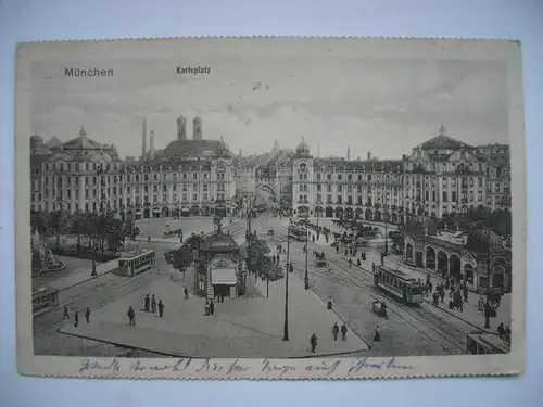Alte AK München Karlsplatz Straßenbahn 1915 [C131]