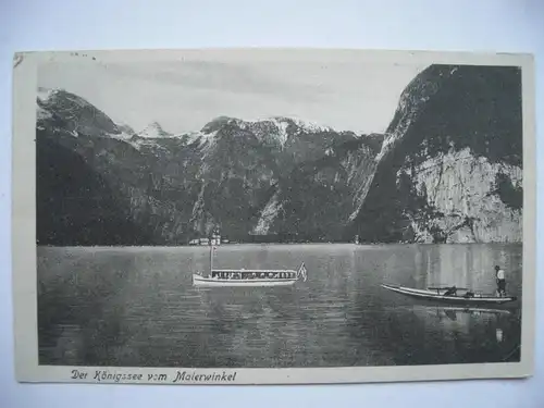 Alte AK Königssee vom Malerwinkel Boote Schiffe [C139]