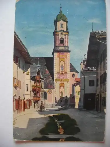 Alte AK Mittenwald Kirche mit Klotz-Denkmal u. Goethehaus [A120]