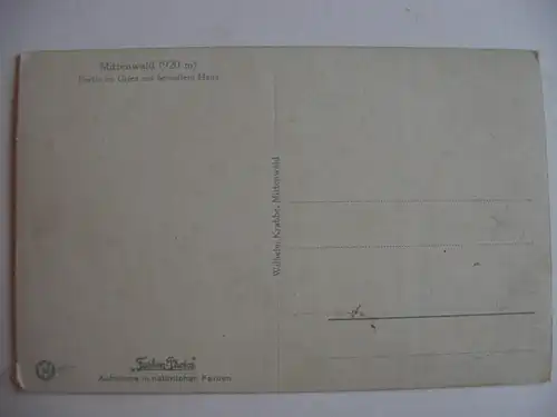 Alte AK Mittenwald Partie im Gries mit bemaltem Haus [A139]
