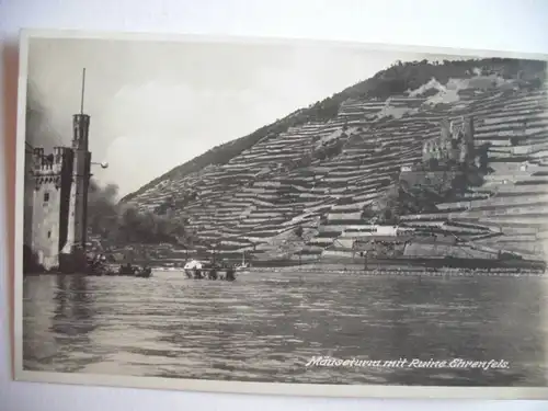 Alte AK Mäuseturm mit Ruine Ehrenfels Rhein [A190]