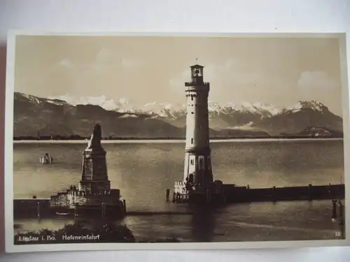 Alte AK Lindau Hafeneinfahrt um 1933 [692]