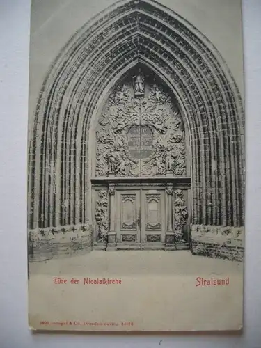 Alte AK Stralsund Türe der Nicolaikirche um 1920 [700]