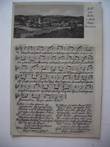 Alte AK Gruß aus Aicha vorm Wald Passau Bayrische Ostmark Liedtext [746]