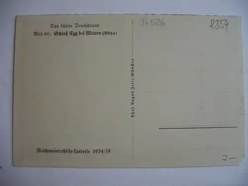 Alte AK Schloß Egg bei Metten Reichswinterhilfe-Lotterie 1934/35 [754]