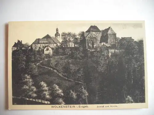 Alte AK Wolkenstein im Erzgebirge Schloß und Kirche  [803]
