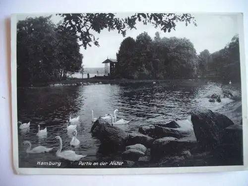 Alte AK Hamburg Partie an der Alster um 1932 [385]