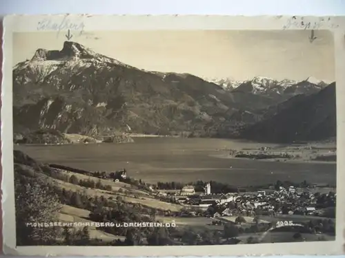 Alte AK Mondsee mit Schafberg und Dachstein [576]