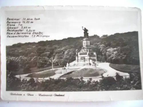Alte AK Rüdesheim Niederwald-Denkmal  [609]