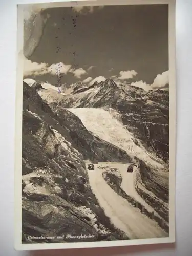 Alte AK Grimselstrasse und Rhonegletscher [644]