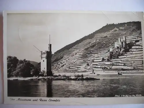 Alte AK Mäuseturm bei Bingen Ruine Ehrenfels [A1004]