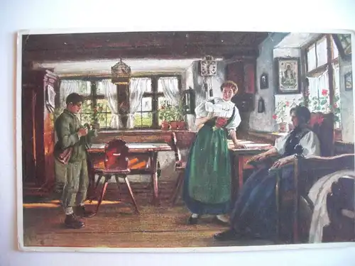 Alte AK Gemäldekarte C. Kricheldorf Frohe Botschaft [A1234]