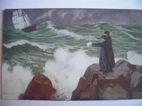 Alte AK Künstlerkarte Wiener Kunst Segelschiff [A1255]