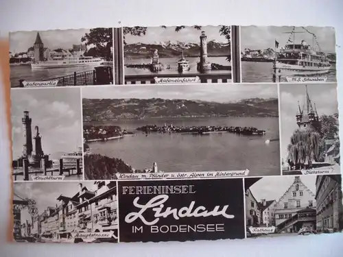 Alte AK Ferieninsel Lindau im Bodensee Mehrbildkarte [A618]