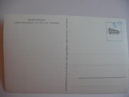 Alte AK Baden-Baden Schloß Hohenbaden [A433]