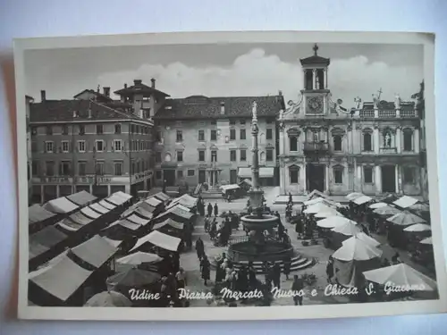 Alte AK Udine Piazza Mercato Nuovo e chiesa [R390]