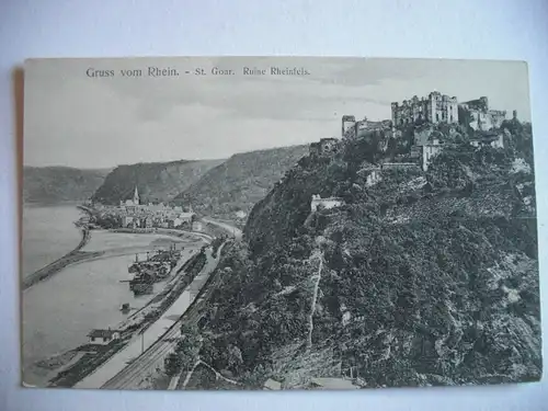 Alte AK Gruss vom Rhein St. Goar  Rheinfels [R392]