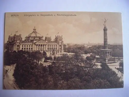 Alte AK Berlin Königsplatz Reichtagsgebäude Siegessäule 1913 [B271]
