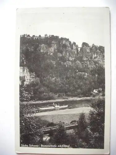 Alte AK Sächsische Schweiz Basteiwände mit Elbtal [B296]