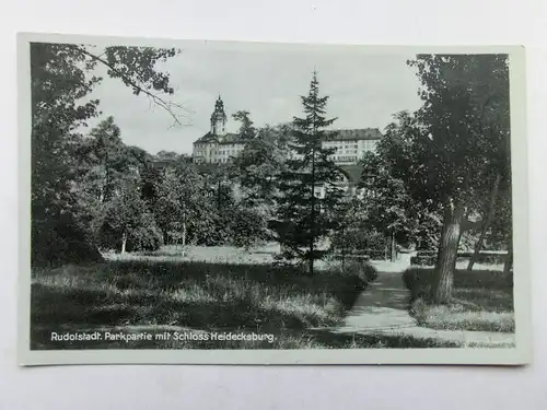 Alte AK Rudolstadt Parkpartie Schloß Heidecksburg [aO1002]