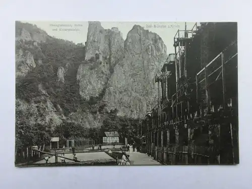 Alte AK Bad Münster am Stein Kinderspielplatz Saline [aO1020]