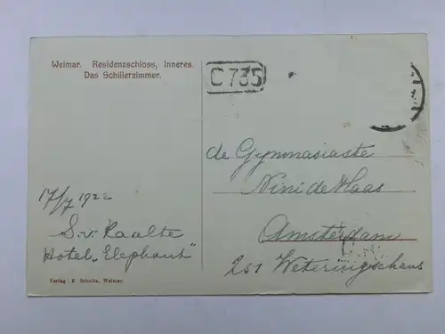 Alte AK Weimar Residenzschloss Das Schillerzimmer [aO1105]