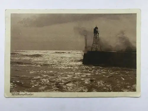 Alte AK Nordsee Leuchturm Meer Niederlande [aO1126]