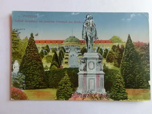 Alte AK Potsdam Schloß Sanssouci Denkmal Fried. d. Große [aO111]