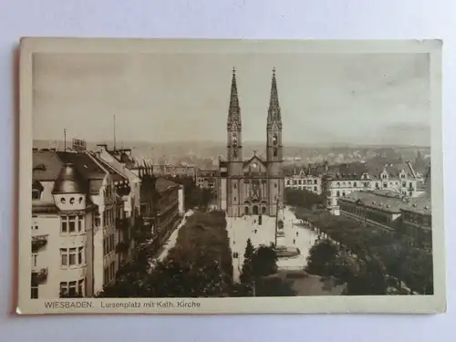 Alte AK Wiesbaden Luisenplatz Kath. Kirche [aO140]