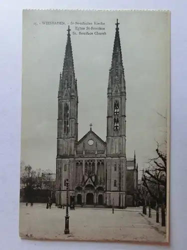 Alte AK Wiesbaden St. Bonifacius Kirche [aO141]