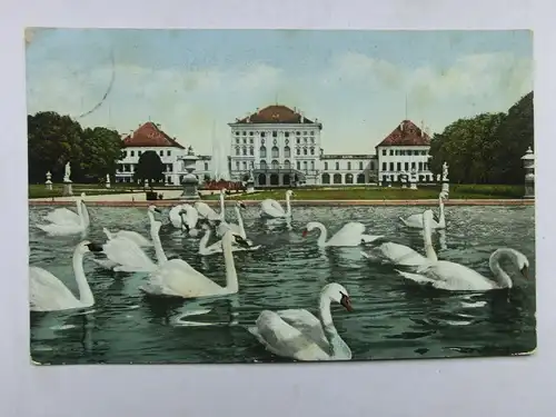 Alte AK München Schloß Nymphenburg Schwäne 1910 [aO236]