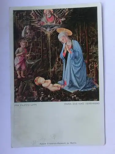Alte AK Künstlerkarte Fra Filippo Lippi Maria da Kind verehrend [aT591]