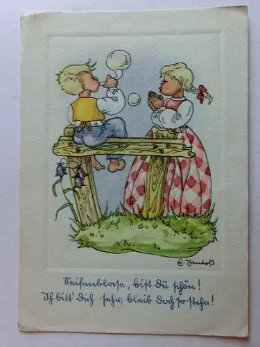 Alte AK Grußkarte Kinder Seifenblasen [aT669]