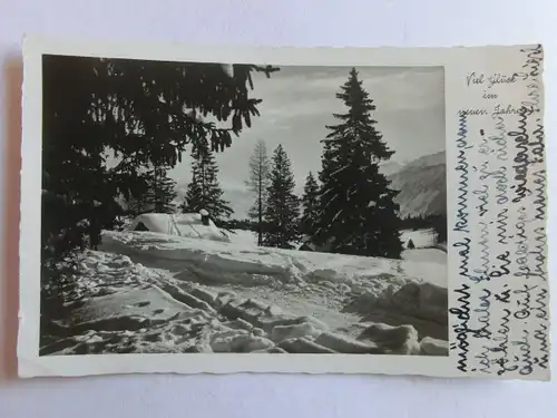Alte AK Grußkarte Neujahr Winter Wald Schnee [aT677]