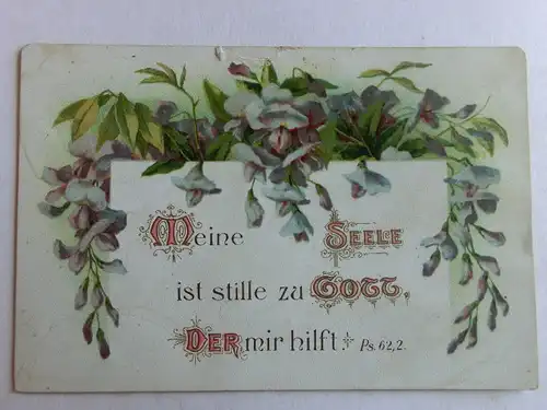 Alte AK Grußkarte Psalm Blumenranke um 1910 [aT692]