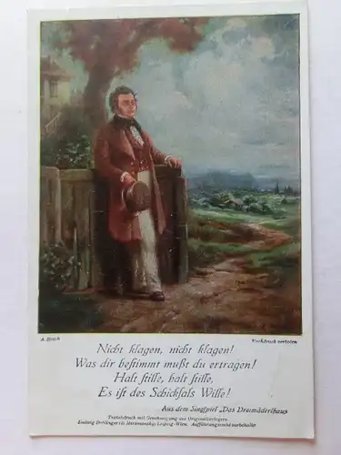 Alte AK Grußkarte Spruch  aus „Dreimäderlhaus“ [aT698]